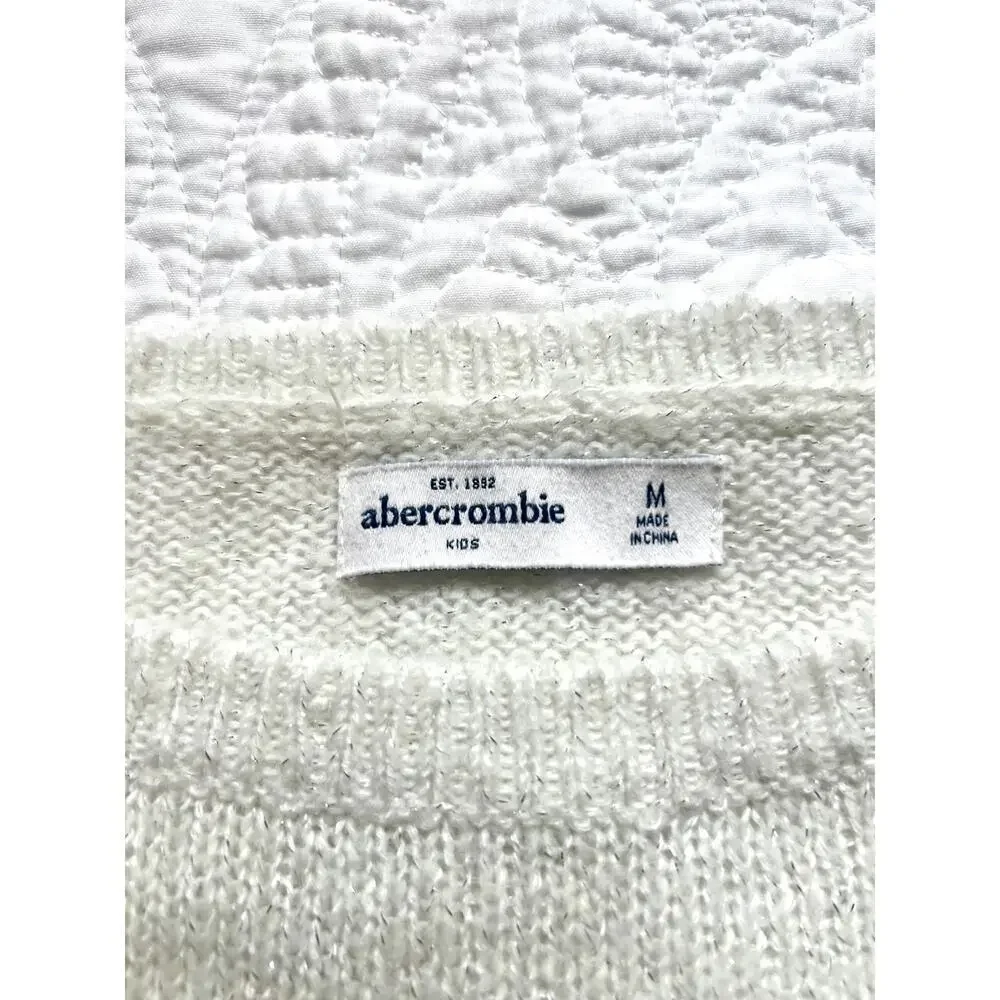 Abercrombie Kids Girls White Wool Blend Sweater Size Medium Moose logo